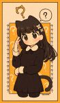  1girl ? amagami animal_ears artist_name ayatsuji_tsukasa black_dress blush cat_ears collared_dress dress eyebrows_visible_through_hair fake_animal_ears flower hair_ears hair_flower hair_ornament highres looking_at_viewer rabiyamarabi solo standing 