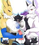  anthro anthro_on_anthro balls bandai_namco big_breasts black_body black_fur blush bodily_fluids breast_milking breast_play breast_suck breasts canid canine canis claws cum digimon digimon_(species) female fox fur genital_fluids genitals grey_eyes group group_sex hair handjob hi_res interspecies lactating male male/female mammal masturbation mellonsoda multicolored_body multicolored_fur multicolored_hair muscular muscular_anthro muscular_male nipples open_mouth open_smile penile purple_hair red_eyes renamon sex simple_background smile sucking threesome tongue tongue_out two_tone_body two_tone_fur two_tone_hair white_background white_body white_fur white_hair wolf yellow_body yellow_fur 