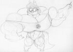  3_toes 4_fingers abs anthro big_muscles canid canine claire_(harvey_beaks) eyewear feet female fingers fox glasses hair harvey_beaks harvey_beaks_(series) holding_object huge_muscles mammal monochrome muscular muscular_female navel nerd sbshouseofpancakes smile toes traditional_media_(artwork) 