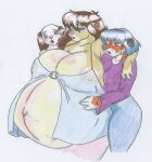  2008 accessory anthro areola areola_slip belly big_belly big_breasts blue_hair bottomwear breasts brown_hair canid canine canis carrying clothed clothing danellz domestic_dog felid female fur group hair hair_accessory hairband hand_on_stomach huge_breasts hyper hyper_belly kathy_(danellz) lion mammal multicolored_body multicolored_fur navel nipple_outline open_mouth outie_navel pantherine pants pregnant pregnant_female tiger traditional_media_(artwork) two_tone_body two_tone_fur 