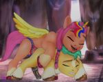  anal anal_penetration anus bodily_fluids cum duo equid equine female genital_fluids hasbro hitch_trailblazer_(mlp) horse male male/female mammal mlp_g5 my_little_pony penetration pony princess rosekim rosekimart royalty spread_wings submissive submissive_male sunny_starscout_(mlp) wings 