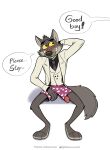  absurd_res anthro clothing embarrassed hi_res male nikraccoom praise praise_kink solo speech_bubble underwear 