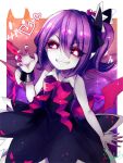  1girl black_sclera colored_sclera colored_skin demon_girl dress fua_yuu hair_ornament long_hair looking_at_viewer musume_(yuunama) nail_polish pointy_ears purple_hair purple_nails purple_skin sleeveless sleeveless_dress smile solo yuusha_no_kuse_ni_namaiki_da 