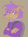  backpack bust_portrait canid canine canis clothing fangs hair hoodie male mammal portrait purple_hair sega sketch sleet_(sonic_underground) solo sonic_the_hedgehog_(series) sonic_underground topwear wolf 