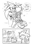  &lt;3 annoyed anthro black_nose blaze_the_cat bodily_fluids canid canine clothing comic dialogue domestic_cat embrace eulipotyphlan felid feline felis fire food footwear fox frown gloves handwear hedgehog hug humor kitchen mammal miles_prower romantic romantic_couple scratches sega shoes silver_the_hedgehog sketch sonic_the_hedgehog sonic_the_hedgehog_(series) tears video_games 
