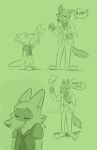  anthro canid canine canis comic disney duo fire fox green_background hi_res humor lambsauce male mammal mr._wolf_(the_bad_guys) nick_wilde simple_background the_bad_guys torch wolf zootopia 