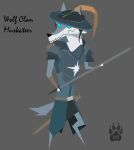  anthro armello armor biped blue_eyes canid canine canis clothed clothing hat headgear headwear male mammal melee_weapon scabbard solo sword video_games weapon wolf wolfdawg 