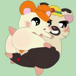  &lt;3 anthro armor balls balls_touching blush boss_(hamtaro) cricetid drugolld duo fur genitals grin hamster hamtaro hamtaro_(series) headgear helmet hi_res male male/male mammal multicolored_body multicolored_fur rodent smile stacking two_tone_body two_tone_fur 