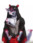  2021 anthro clothed clothing digital_media_(artwork) eyebrows eyelashes fur hi_res koul looking_at_viewer male red_eyes solo white_body white_fur 