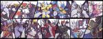  alphamon armor artist_name black_border blonde_hair blue_eyes border brown_hair cape commentary covered_eyes craniummon digimon digimon_(creature) dragon dragon_horns duftmon dukemon dynasmon examon fangs gankoomon glowing glowing_eyes green_eyes highres holding holding_polearm holding_shield holding_weapon horns jesmon looking_at_viewer lordknightmon magnamon mecha no_humans omegamon pink_eyes polearm purple_hair red_cape red_eyes ryo@ shield sleipmon ulforcevdramon upper_body weapon white_cape yellow_eyes 