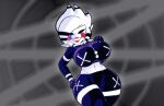  big_breasts breasts cally3d clothed clothing female five_nights_at_freddy&#039;s five_nights_at_freddy&#039;s_2 hair hi_res humanoid looking_at_viewer marie_(cally3d) marionette_(fnaf) midriff puppet_(fnaf) scottgames smile solo thick_thighs video_games 