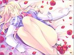  absolute_obedience_(game) bed blonde_hair blush bottomless boy ferdinand_marienfeld flower gloves male male_focus rose trap wince yaoi zettai_fukuju_meirei 