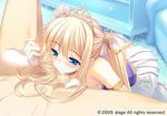  blonde_hair blue_eyes blush censored clothed_sex dress hairjob himukai_kyousuke lieselotte_schreiber long_hair owari_naki_natsu_towa_naru_shirabe penis princess twintails 