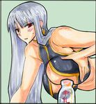  blush bottle breasts cum facial kikuta lactation long_hair red_eyes self_milking selvaria_bles senjou_no_valkyria senjou_no_valkyria_1 silver_hair 