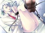  absolute_obedience_(game) balls bdsm bed blush bondage bottomless bound hagen_haller long_hair male male_focus necktie open_clothes open_shirt ribbon shirt sweatdrop testicles tie tied tied_up zettai_fukuju_meirei 