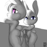  1:1 anthro butt duo edit female flaccid foreskin genitals lagomorph leporid male male/female mammal nude penis rabbit redraw small_penis standing wide_hips xylas 