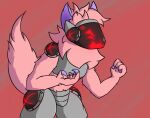  angry anthro ears_up fur hair machine male open_mouth protogen seiunichi simple_background solo visor 