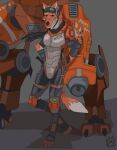  anthro blizzard_entertainment canid canine clothed clothing eyewear female fox fully_clothed furgonomics goggles hi_res knife mammal meka_(overwatch) overwatch red_fox solo suit video_games weapon wolfdawg 