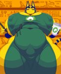  2021 5_fingers animal_crossing animated ankha_(animal_crossing) ankha_zone anthro apron apron_only bangs belly ber00 big_breasts black_eyes blue_hair blunt_bangs bouncing_breasts breasts clothing container cup curvy_figure deep_navel domestic_cat evenesko.d.fox_(artist) eyelashes felid feline felis female fingers green_apron hair holding_cup holding_object holding_pen huge_breasts humor i_mean_breast_milk looking_at_viewer looking_down low-angle_view mammal meme mostly_nude navel navel_outline nintendo nipple_outline no_pupils noseless pen potbelly side_boob slightly_chubby solo standing thick_thighs tight_clothing uraeus video_games voluptuous wide_hips 
