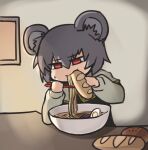  animal_ears bowl bread chopsticks cookie_(touhou) eating egg egg_yolk food food_focus grey_hair jigoku_no_soko_de_coffee_wo_nomu_neko meat mouse_ears nazrin noodles nyon_(cookie) ramen red_eyes struggling touhou window 