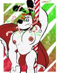  anthro bulge canid canine canis cape christmas clothing domestic_dog dudley_puppy hi_res holidays male mammal muscular nickelodeon piercing solo t.u.f.f._puppy zackdadawg 