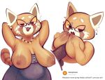  aggressive_retsuko anthro big_breasts blush breast_play breasts eyewear female genitals glasses male male/female mature_female penis retsuko&#039;s_mother sanrio sex simple_background titfuck white_background xu53r 