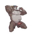  2021 alpha_channel anthro balls belly clothing erection genitals hat headgear headwear hi_res humanoid_genitalia humanoid_hands humanoid_penis male mammal mature_male moobs navel nipples overweight overweight_male p0sporo penis simple_background solo transparent_background ursid 