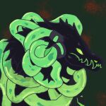  animated anthro black_body black_fur female fur green_accents green_eyes hi_res kurry_mcflurry monster solo tubes 
