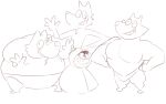  2021 anthro biped canid canine canis clothing eyes_closed group hi_res humanoid_hands male mammal musclegut one_eye_closed overweight overweight_male robe simple_background sketch underwear unknown_artist white_background wink wolf 