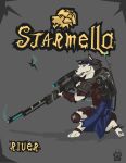  2017 anthro armello armor biped canid canine canis cape clothed clothing female fully_clothed grey_background gun hi_res knee_pads kneeling mammal ranged_weapon rifle river_(armello) scope simple_background sniper_rifle solo video_games visor weapon wolf wolfdawg 