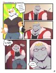  absurd_res anthro anthrofied arcanine bottomwear bulge clothed clothing comic dialogue duo english_text eyewear finger_gun fully_clothed gesture glasses hi_res hoodie jax_(mels_monster) lying machoke male mels_monster_(artist) muscular muscular_male nintendo on_back pants pok&eacute;mon pok&eacute;mon_(species) shirt t-shirt text topwear video_games 