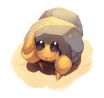  :o brown_eyes commentary_request dwebble highres looking_up nanashi_nasi no_humans open_mouth pokemon pokemon_(creature) sand shell solo standing white_background 
