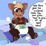  age_regression baby bodily_fluids crying diaper domestic_ferret hi_res infantilism male mammal mustela mustelid musteline permanent potion regression solo tears true_musteline young 