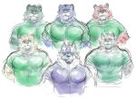  anthro caffeinecanine canid canine clothing felid feline group hi_res lifewonders live-a-hero male mammal mercenary_villain_(live-a-hero) muscular muscular_anthro muscular_male pecs sadayoshi shirt sketch t-shirt topwear video_games 