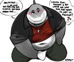  2021 anthro blush bulge clothing dreamworks fish hi_res kamudragon male marine mr._shark_(the_bad_guys) overweight shark simple_background solo the_bad_guys underwear white_background 