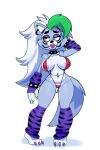  absurd_res animatronic anthro areola areola_slip arm_warmers armwear big_breasts bracelet breasts canid canine canis claws clothing collar colored_nails ear_piercing eyelashes facial_markings female five_nights_at_freddy&#039;s five_nights_at_freddy&#039;s:_security_breach grey_body hair half-closed_eyes hand_behind_head head_markings hi_res jewelry leg_warmers legwear lipstick long_hair machine makeup mammal markings multicolored_hair nails narrowed_eyes navel navel_piercing nipple_outline one-piece_swimsuit open_mouth piercing robot roxanne_wolf_(fnaf) scottgames simple_background solo somescrub spiked_bracelet spiked_collar spikes swimwear two_tone_hair video_games wolf yellow_eyes 