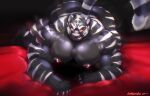  2021 absurd_res all_fours anthro ass_up barazoku bed big_butt big_muscles big_nipples big_pecs black_background black_body black_fur butt claws crawling cursedmarked eyebrows felid fur furniture glistening glistening_body glistening_fur hi_res huge_muscles licking licking_lips licking_own_lips looking_at_viewer male mammal motion_blur muscular muscular_anthro muscular_male nipples nude on_bed pantherine pecs red_eyes self_lick signature simple_background smile solo striped_body striped_fur stripes tiger tongue tongue_out tuft white_stripes 