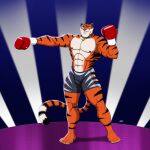  abs anthro boxing_gloves clothing felid handwear hi_res male mammal muscular pantherine solo tiger wendel_fragoso 