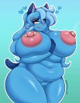  &lt;3 absurd_res anthro bepinips big_breasts blue_body blue_hair bodily_fluids breasts dewott female genitals hair hi_res huge_breasts lactating licking licking_lips licking_own_lips mizumi_(pyrojey) nintendo nipple_piercing nipples nude overweight overweight_female piercing pok&eacute;mon pok&eacute;mon_(species) pussy self_lick solo thick_thighs tongue tongue_out video_games 