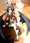  1girl animal_ears ascot bangs bat_ears bat_girl bat_wings blue_eyes brown_hair cliff cloud commentary_request extra_ears eyebrows_visible_through_hair full_body fur_collar geta green_serafuku green_skirt hilgendorf&#039;s_tube-nose_bat_(kemono_friends) kemono_friends kemono_friends_3 layered_sleeves light_brown_hair long_sleeves mask mask_on_head midriff outdoors red_ascot scenery school_uniform serafuku short_over_long_sleeves short_sleeves sitting skirt sky smile solo sunset tengu-geta tengu_mask upky3cdxrsztr1v wings 