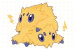  bug circle commentary_request electricity grey_eyes jaho joltik lying no_humans on_stomach pokemon pokemon_(creature) spider white_background yellow_fur 