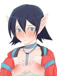  blush breast_hold breasts erect_nipples ghost-q karen_erra phantasy_star phantasy_star_universe pointy_ears small_breasts 