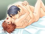  2boys anal artist_request bed blush boy character_request copyright_request hug male male_focus moan moaning multiple_boys nude open_mouth sex smile source_request sweat yaoi 