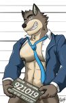  absurd_res anthro big_bad_wolf canid canine canis clothed clothing dreamworks grin hi_res little_red_riding_hood_(copyright) male mammal muscular muscular_male necktie nipples open_clothing open_shirt open_topwear shirt smile solo the_bad_guys topwear vju79 wolf 
