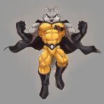  2021 abs absurd_res anthro armwear biceps big_muscles bodysuit boots canid canine canis cape clothed clothing elbow_gloves flying footwear front_view fur gloves grey_background handwear hi_res huge_muscles male mammal muscular muscular_anthro muscular_male navel_outline obliques pecs quads simple_background skinsuit solo superhero superhero_costume text text_on_clothing tight_clothing tuft waddledox wolf 