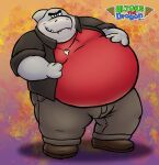  2021 anthro belly biped bottomwear clothing dreamworks fish grey_body hi_res hijoke humanoid_hands male marine mr._shark_(the_bad_guys) obese obese_male overweight overweight_male pants shark shirt solo the_bad_guys topwear 