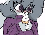  animated anthro big_breasts blush breasts clothing dessert disney eyewear female food glasses ice_cream pace-maker solo sweater topwear violet_hopps zootopia 