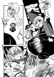  ! 2girls bowl bowl_hat dizzy_(feeling) finishing_move hammer hat highres hitting komeiji_koishi multiple_girls open_mouth short_hair sukuna_shinmyoumaru touhou weapon 