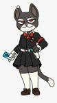  3d_(artwork) anthro atlus badge bandage bandaged_arm belt black_body black_bottomwear black_clothing black_coat black_fur black_skirt black_topwear boots bottomwear bow_tie brown_boots brown_clothing brown_footwear card clothed clothing coat digital_media_(artwork) domestic_cat felid feline felis female footwear fur garry&#039;s_mod gun handgun hi_res jazztronauts kotone_shiomi mammal megami_tensei megami_tensei_persona multicolored_body multicolored_fur pianist_(jazztronauts) pistol ranged_weapon red_bow_tie red_eyes shirt skirt socks tarot_card topwear two_tone_body two_tone_fur uniform unknown_artist video_games weapon white_belt white_body white_clothing white_footwear white_fur white_shirt white_socks white_topwear 