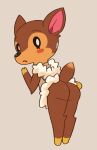  2021 animal_crossing anthro bottomless brown_body butt cervid clothed clothing fauna_(animal_crossing) female full-length_portrait grey_background hi_res kemokin_mania leaning leaning_forward looking_at_viewer looking_back looking_back_at_viewer mammal nintendo portrait rear_view simple_background solo video_games 
